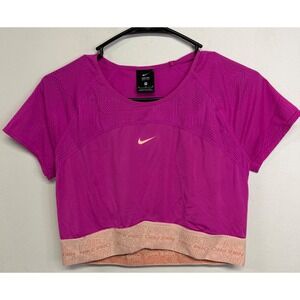 Nike Pro Dri-FIT Womens Crop Top Magenta Pink Training Shirt CJ4185-601 Size M